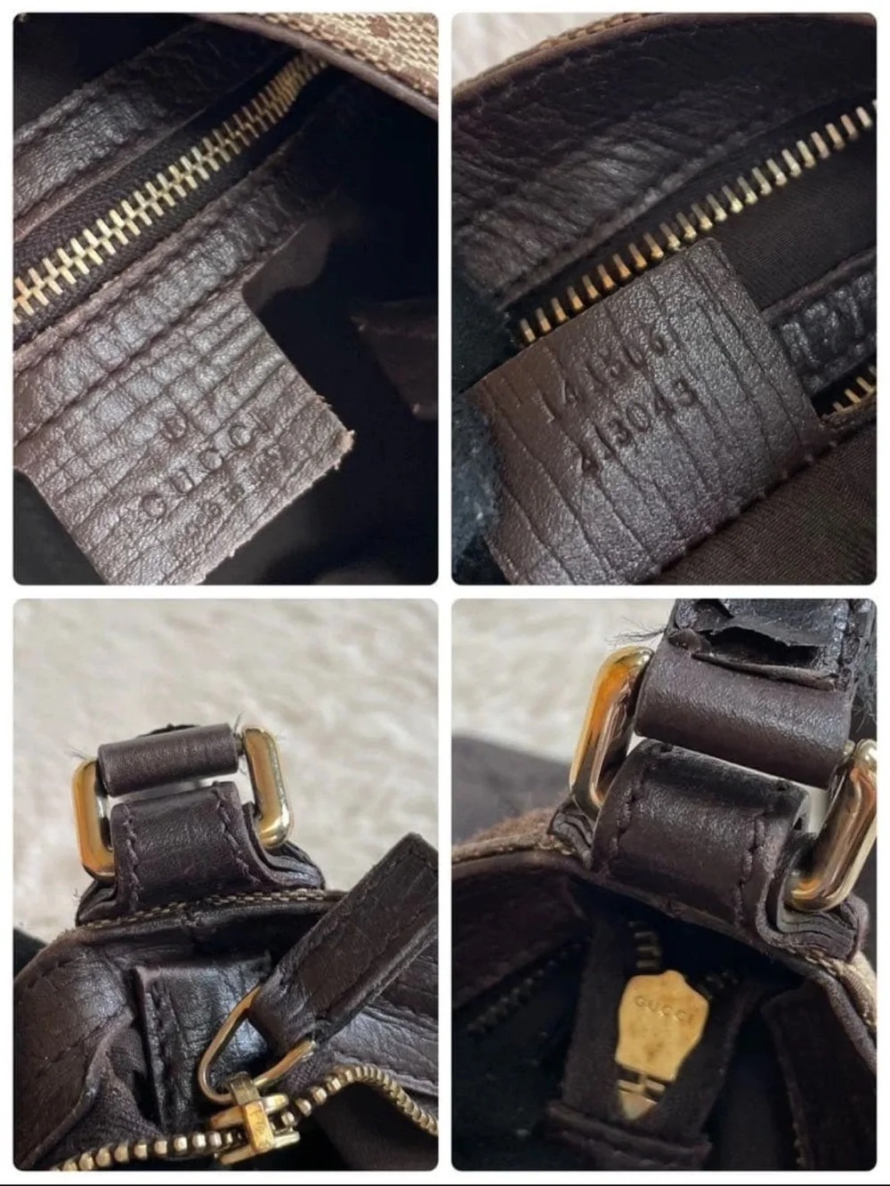 Gucci Brown GG Canvas Crossbody Bag with Red-Green Web and Gold Tone Hardware